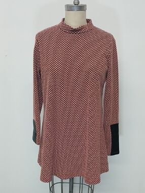 Tyler Boe Rust Red Patterned Long-Sleeve Tunic Dress/ Size M